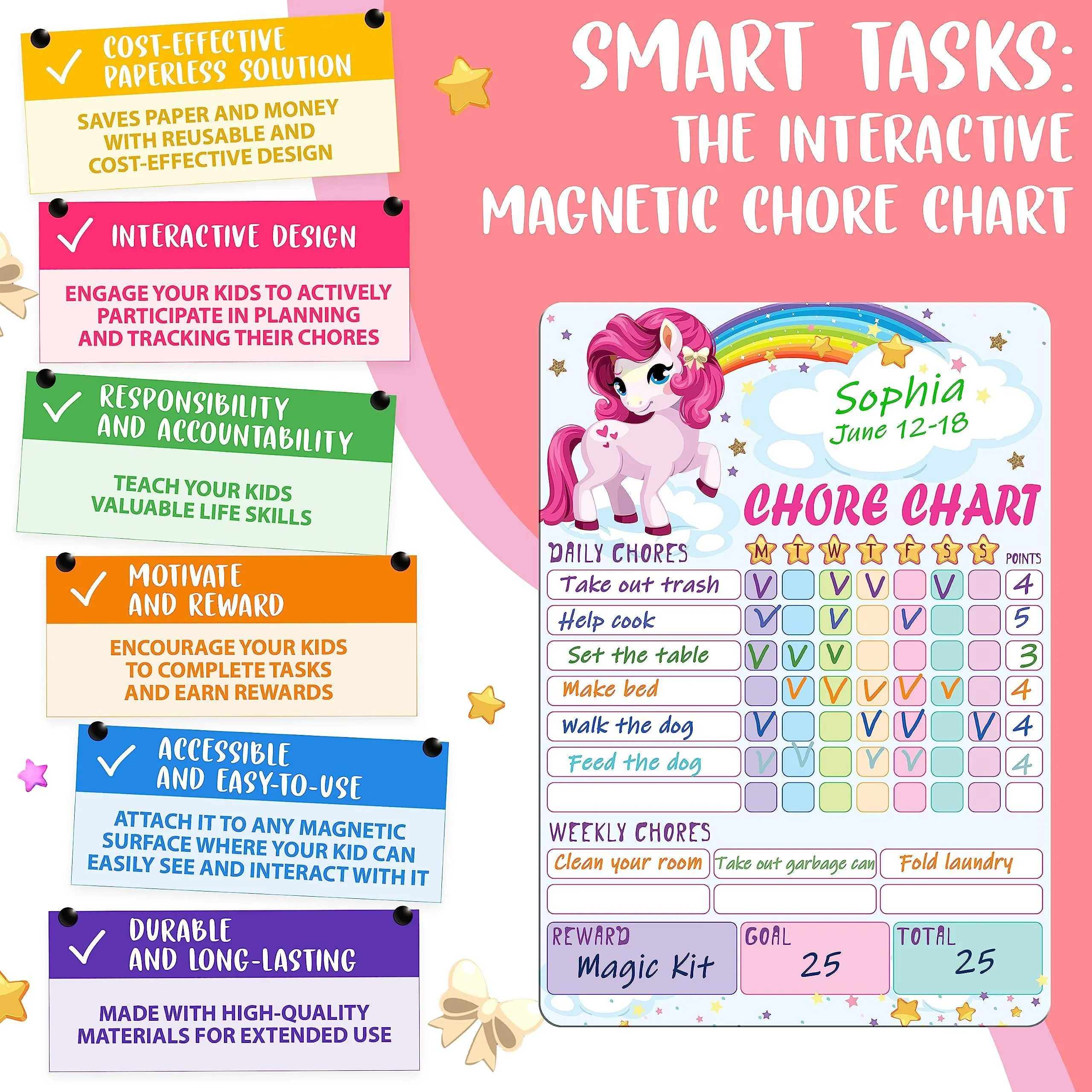 Magnetic Chore Chart for Kids 9x12   Dry Erase Chore Chart Magnetic