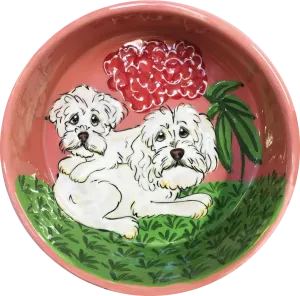 Maltese | Flower Garden | Dog Bowl