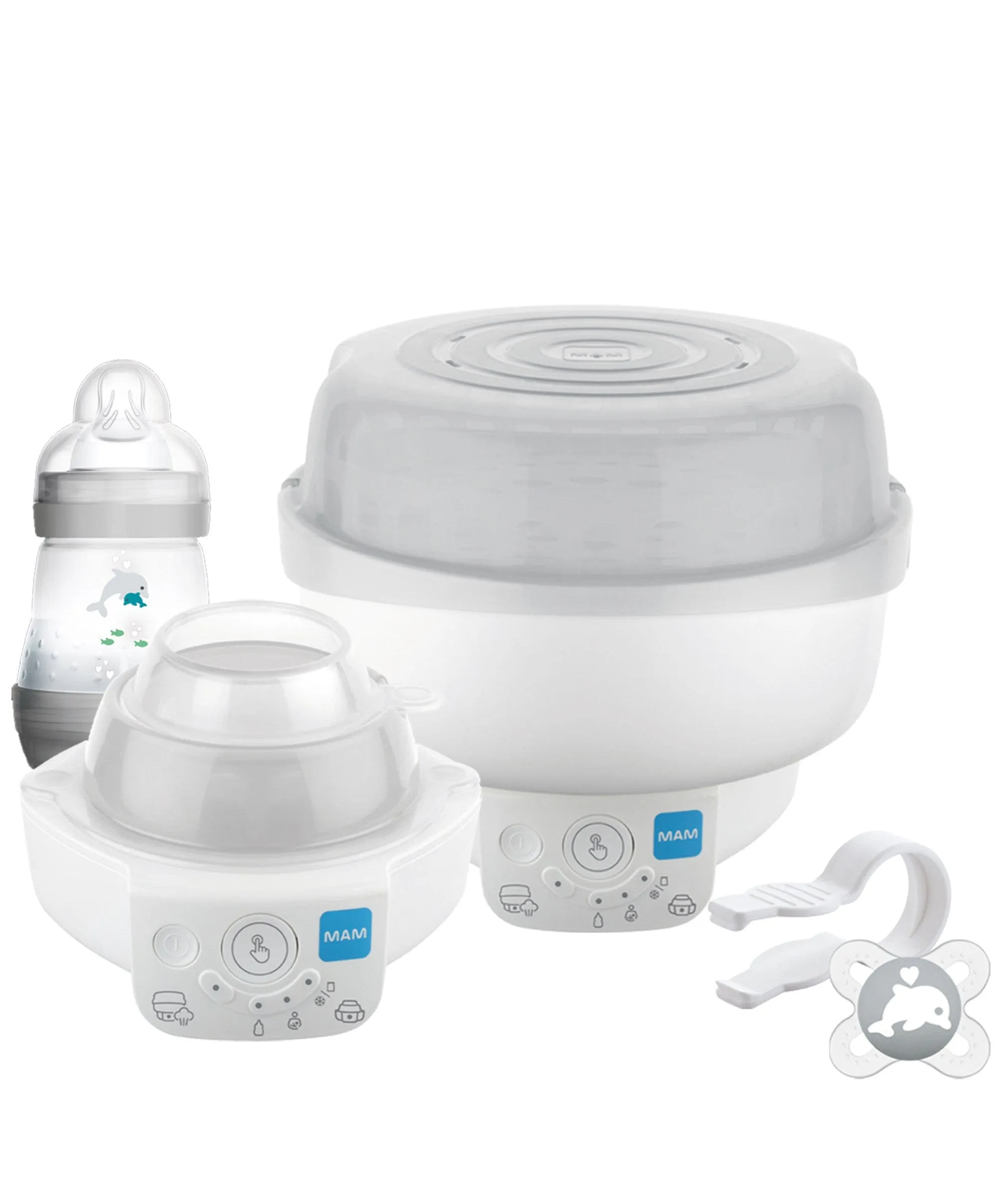 MAM Baby 6-in-1 Electric Steriliser & Large Bottle Starter Bundle - Matt Taupe