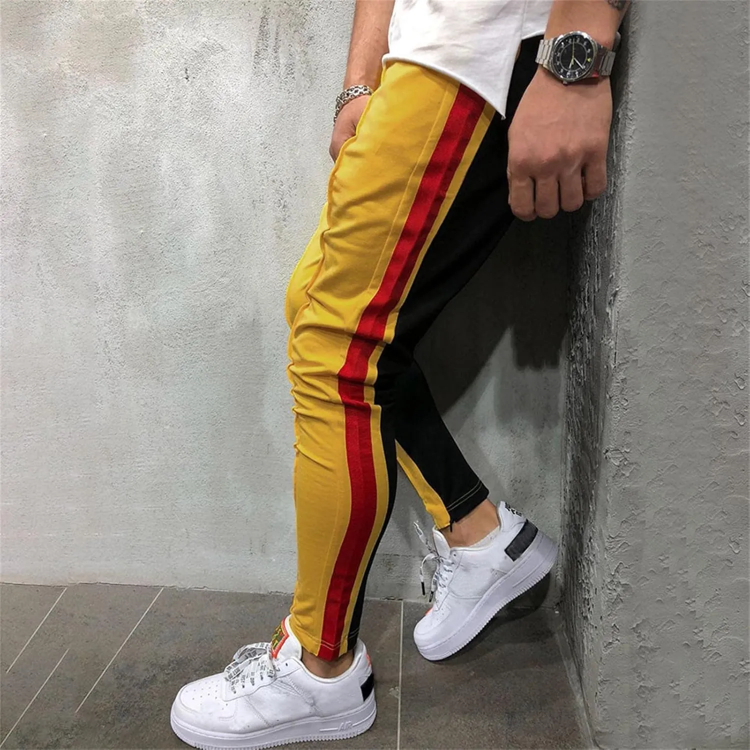 Man Casual Pants Palazzo Pants for Men Mens Slim-Fit Chino Trousers Casual Classic Straight Leg Mens Pants Trendy