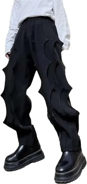 Men Pleated Casual Harem Pants Soild Color Midi Waist Pockets Party Trousers