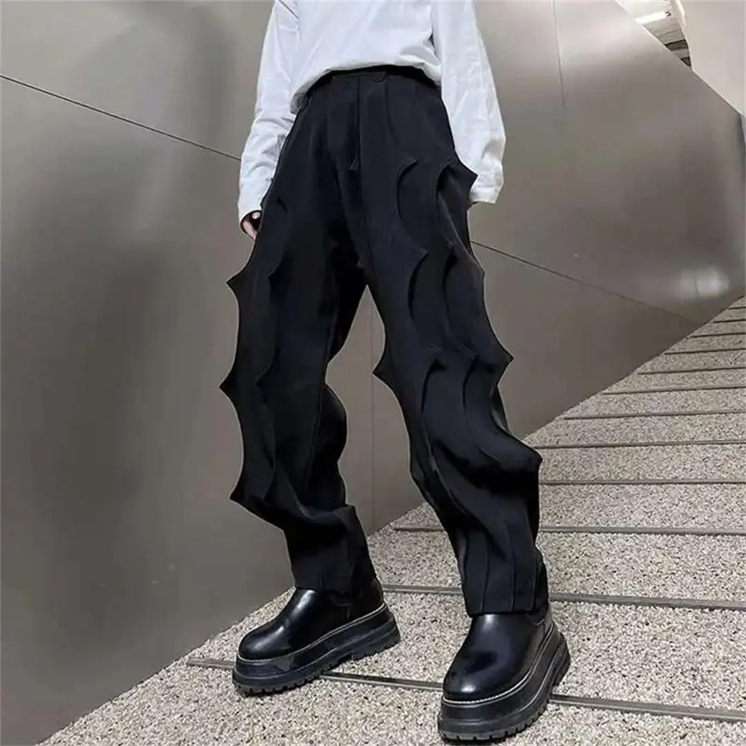 Men Pleated Casual Harem Pants Soild Color Midi Waist Pockets Party Trousers