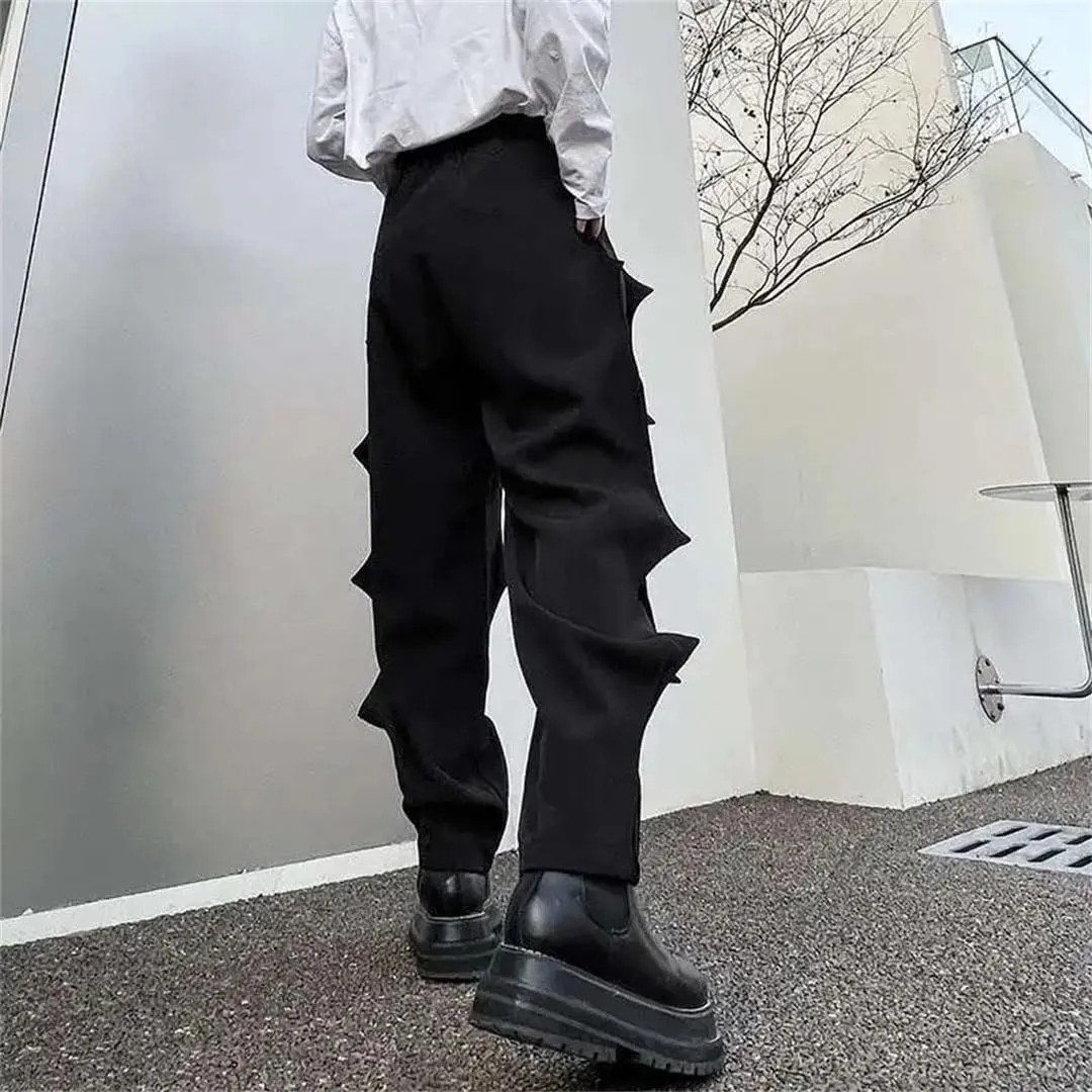 Men Pleated Casual Harem Pants Soild Color Midi Waist Pockets Party Trousers