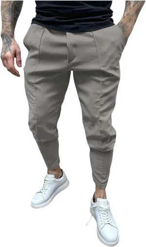 Men's Casual Cargo Chino Trousers Sport Jogging Slim Fit Trousers Linen Pants Men's Straight Tapered Fit Cargo Pants