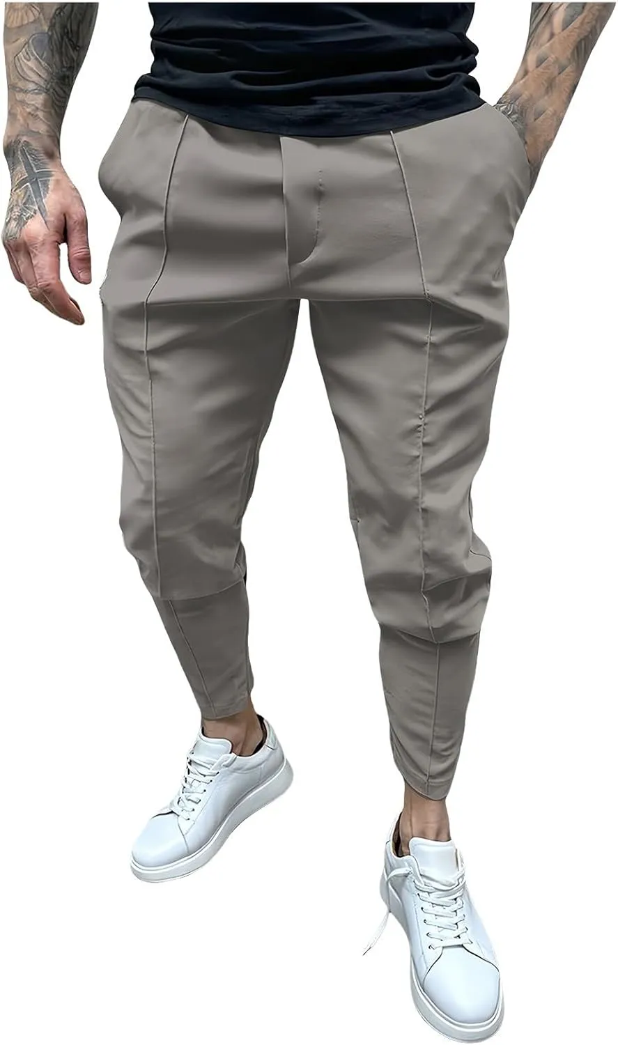 Men's Casual Cargo Chino Trousers Sport Jogging Slim Fit Trousers Linen Pants Men's Straight Tapered Fit Cargo Pants