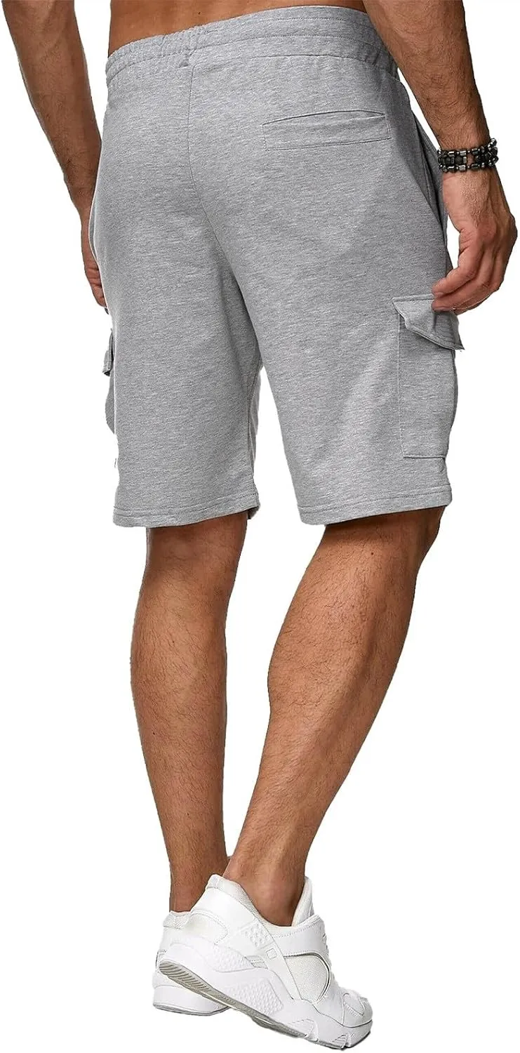 Mens Casual Shorts Knee Length Elastic Drawstring Straight Loose Sports Pants Outdoor Hiking Fishing Combat Tactical Bermuda