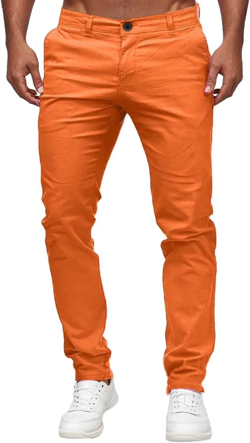 Mens Chinos Dress Pants Slim Fit Skinny Stretch Casual Pants Lightweight Comfy Hiking Travel Slacks Trousers 2024