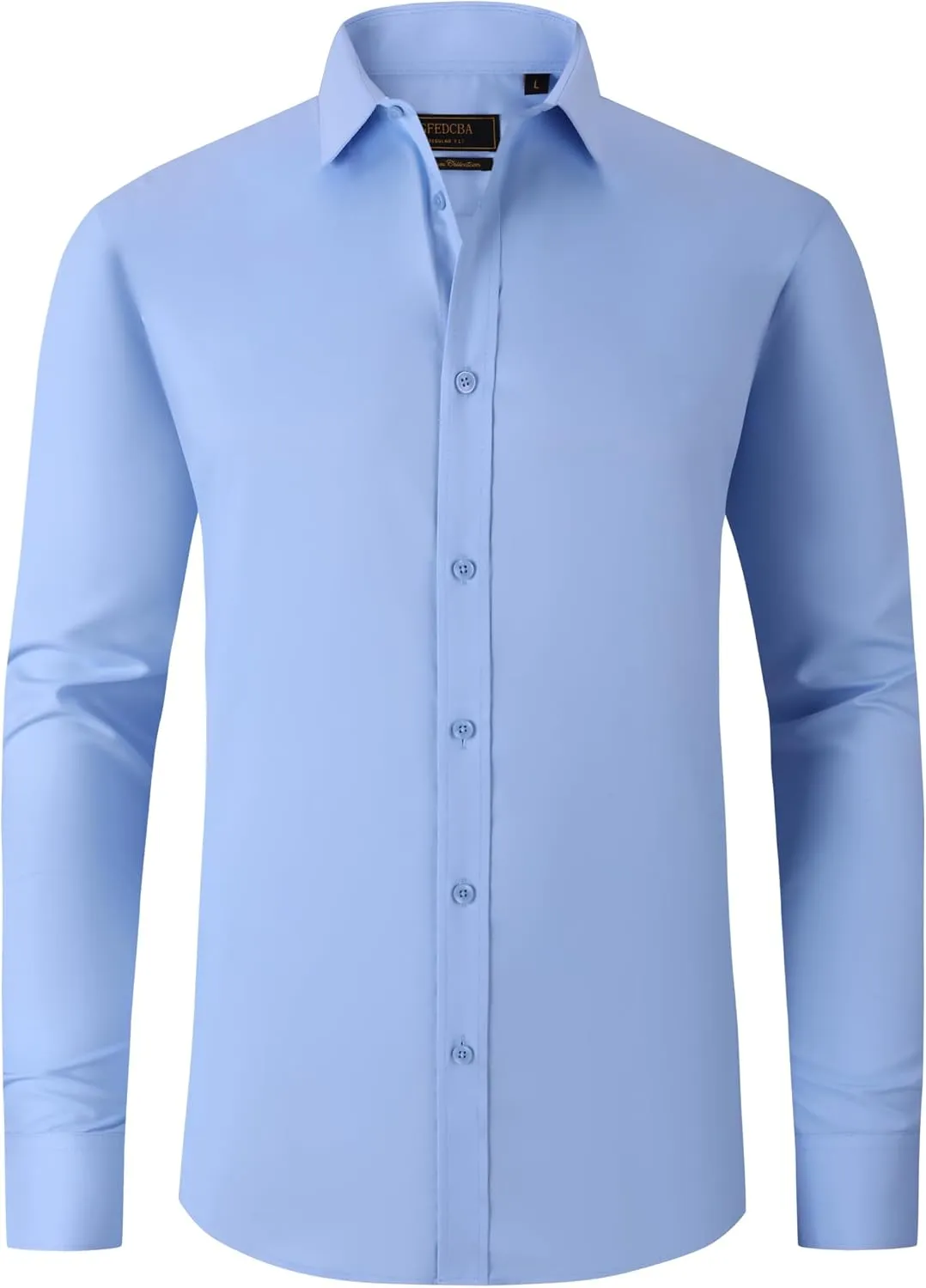 Men's Dress Shirts Wrinkle-Free Long Sleeve Stretch Solid Formal Business Spread Collar Regular fit Shirt