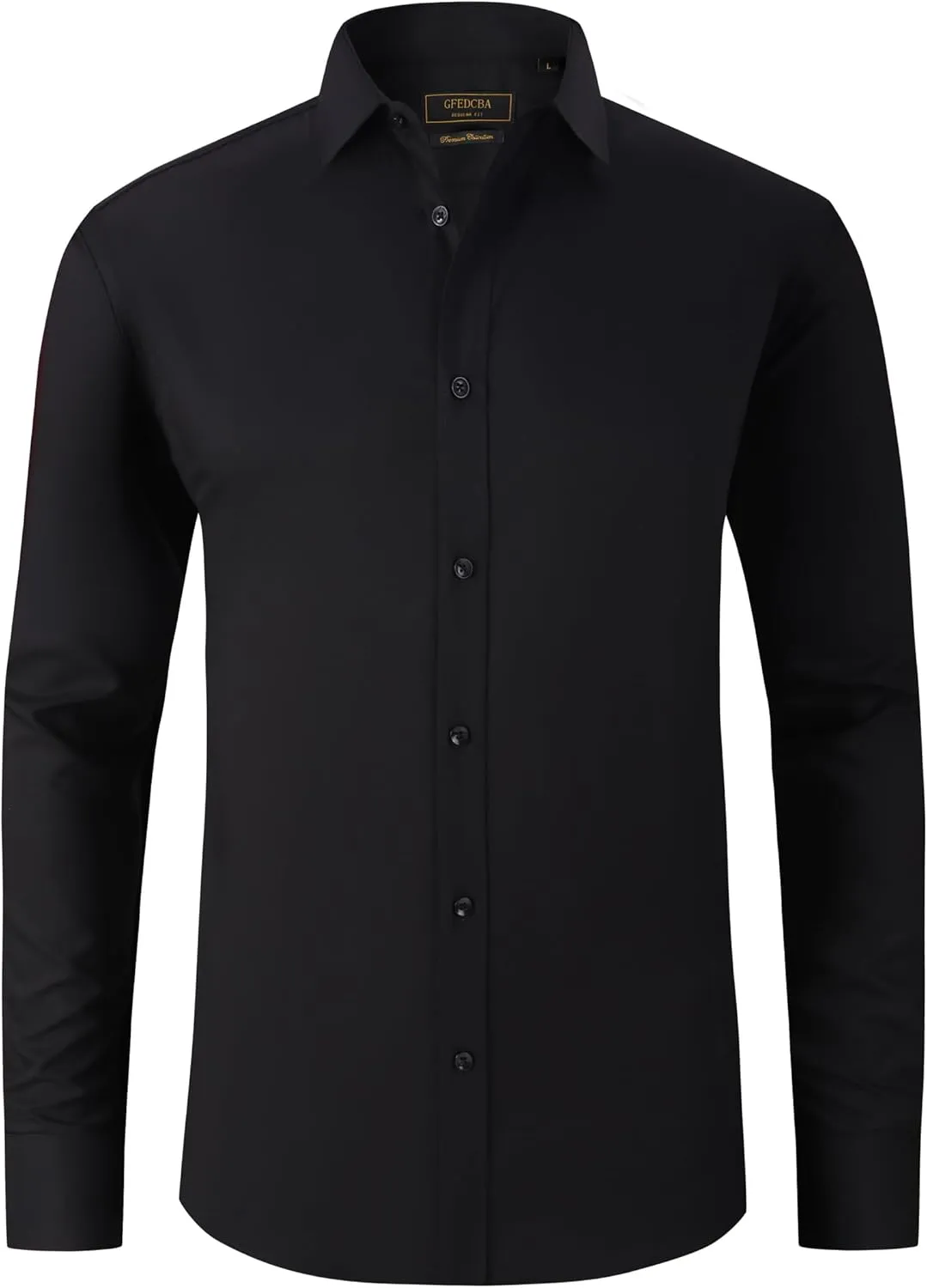 Men's Dress Shirts Wrinkle-Free Long Sleeve Stretch Solid Formal Business Spread Collar Regular fit Shirt