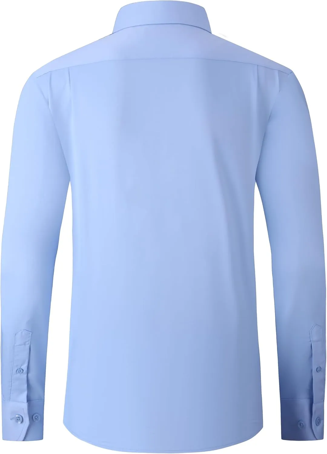 Men's Dress Shirts Wrinkle-Free Long Sleeve Stretch Solid Formal Business Spread Collar Regular fit Shirt