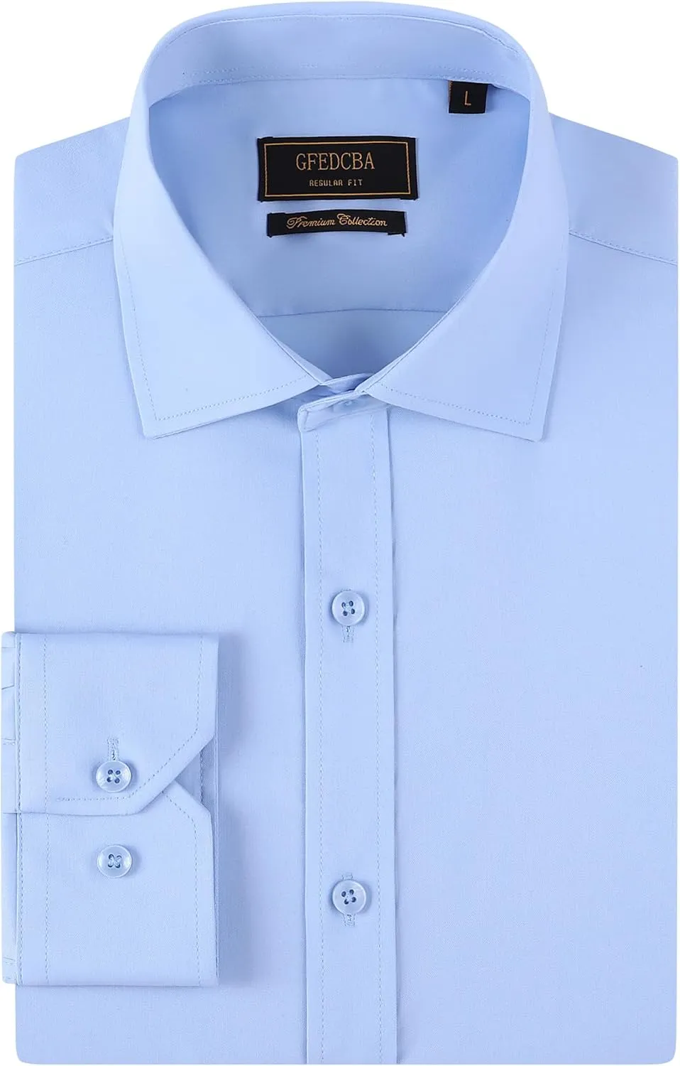 Men's Dress Shirts Wrinkle-Free Long Sleeve Stretch Solid Formal Business Spread Collar Regular fit Shirt