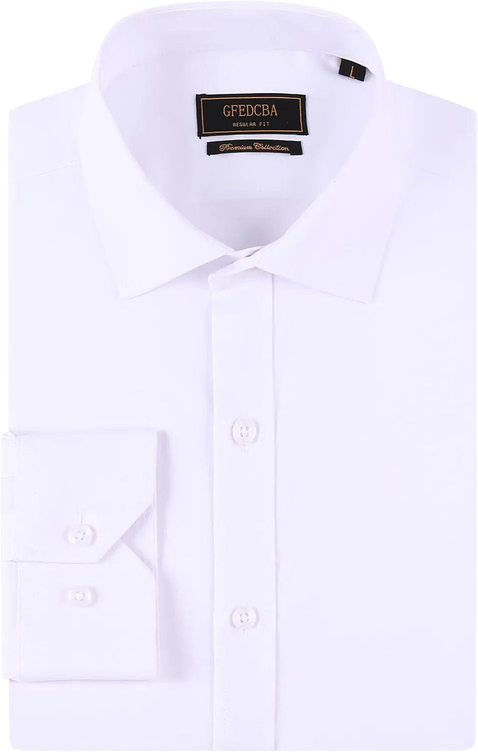 Men's Dress Shirts Wrinkle-Free Long Sleeve Stretch Solid Formal Business Spread Collar Regular fit Shirt