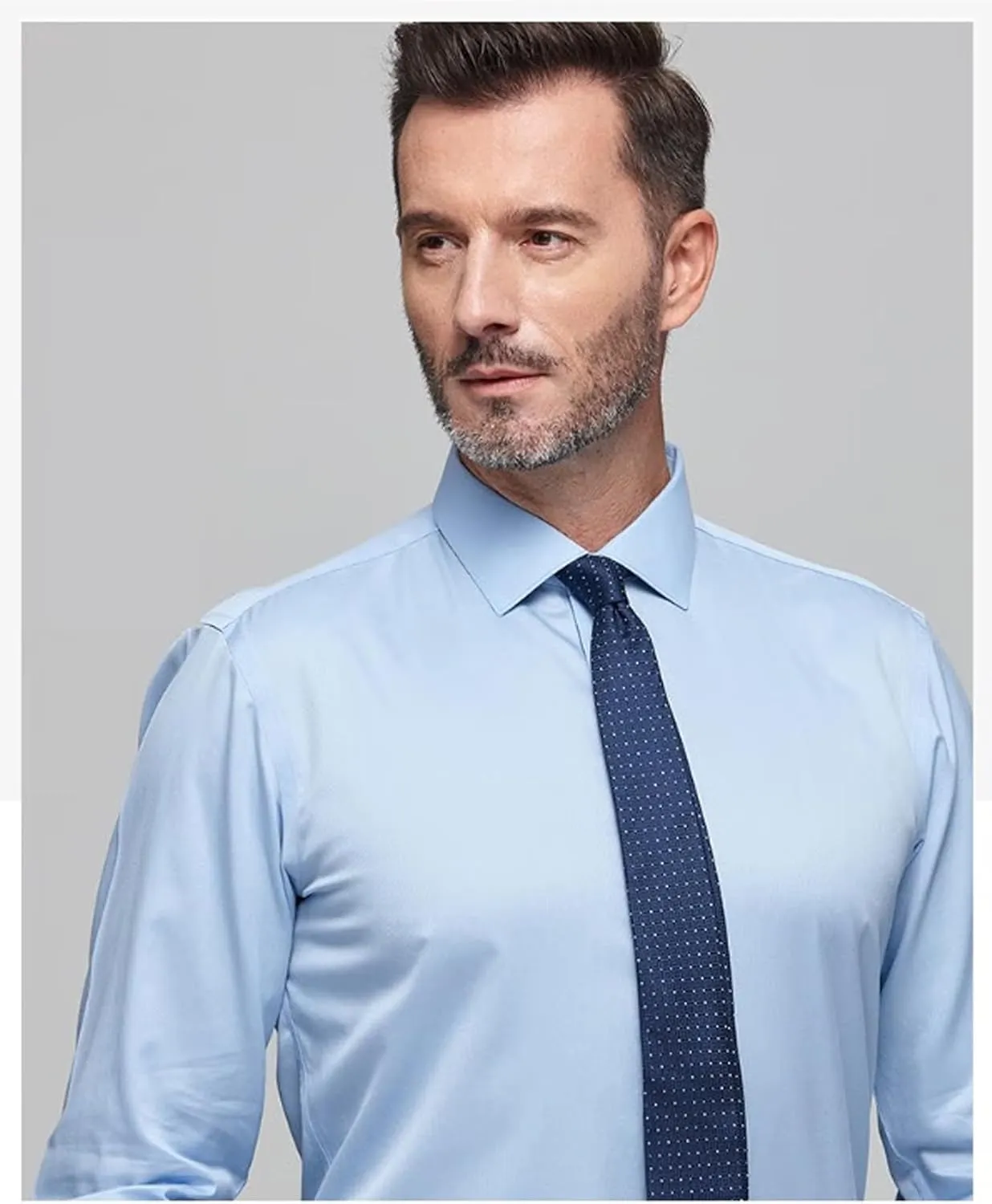 Men's Dress Shirts Wrinkle-Free Long Sleeve Stretch Solid Formal Business Spread Collar Regular fit Shirt