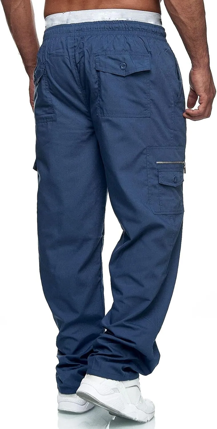 Men's Joggers Cargo Pants Drawstring Fashion Pants Sweatpants Casual Work Chino Pants with Pockets for Men