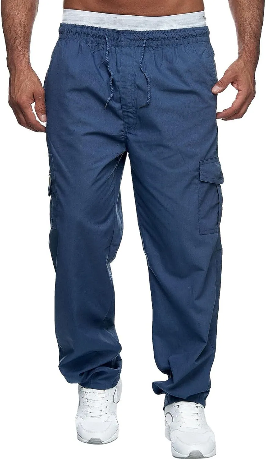 Men's Joggers Cargo Pants Drawstring Fashion Pants Sweatpants Casual Work Chino Pants with Pockets for Men