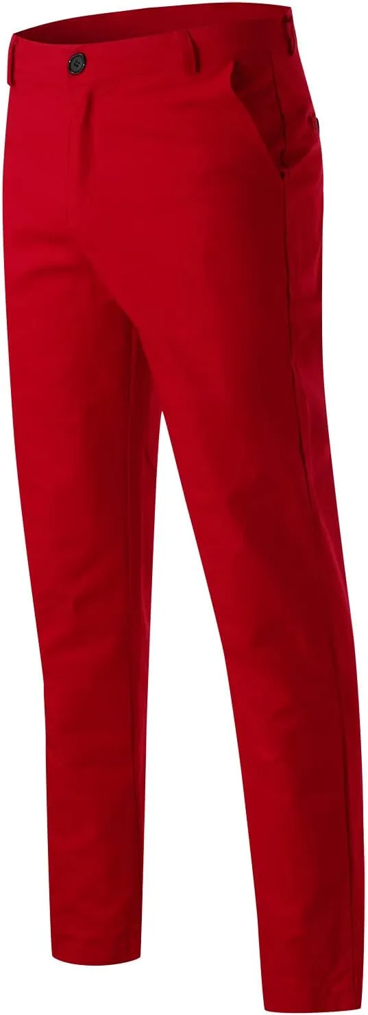 Men's Slim Fit Basic Stretchable Cotton Chino Pant Casual Long Trousers Jogger Pants Golf Clothes
