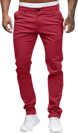 Mens Slim Fit Dress Pants Casual Work Skinny Suit Pants Flat-Front Stretch Chino Tapered Straight Leg Golf Dress Pant Trouser