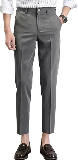 Men's Slim-Fit Flat-Front Dress Pant Skinny Wrinkle-Resistant Chino Pant Straight Stretch Cargo Pant Trouser (30,Grey)