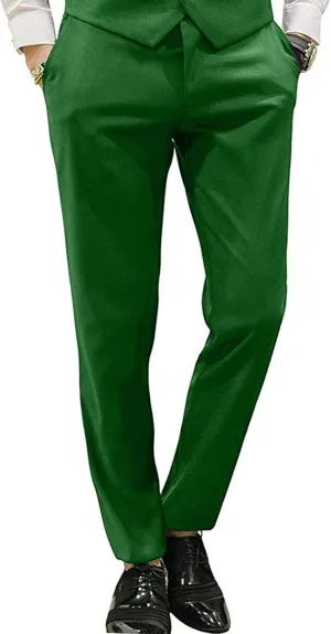 Mens Slim Fit Suit Pants Front Flat Stretch Dress Pants Ankle Length Colored Trousers