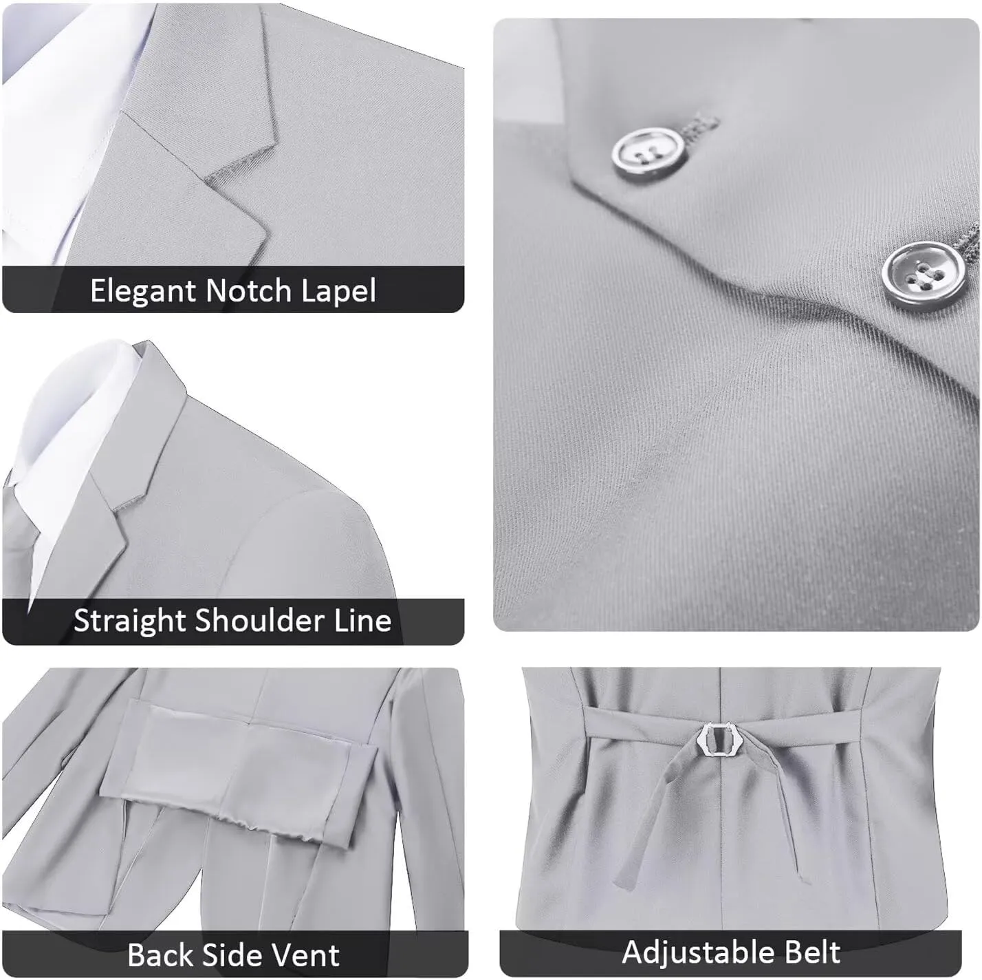 Men's Suit Slim Fit 3 Piece Suits for Men Two Button Blazer Jacket Vest Pants Tuxedo Set