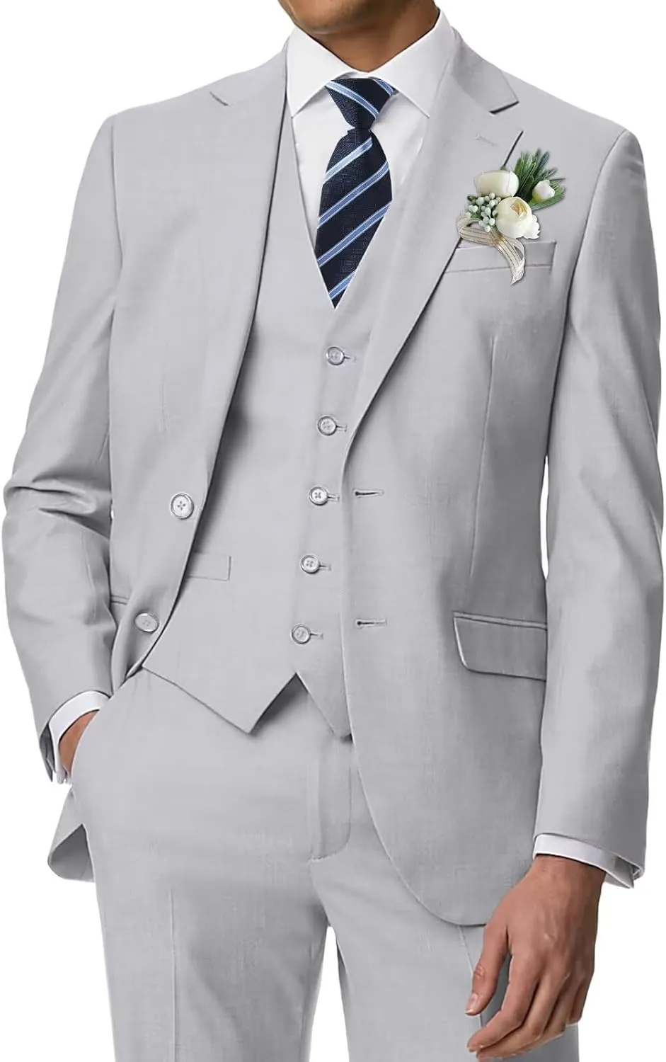 Men's Suit Slim Fit 3 Piece Suits for Men Two Button Blazer Jacket Vest Pants Tuxedo Set