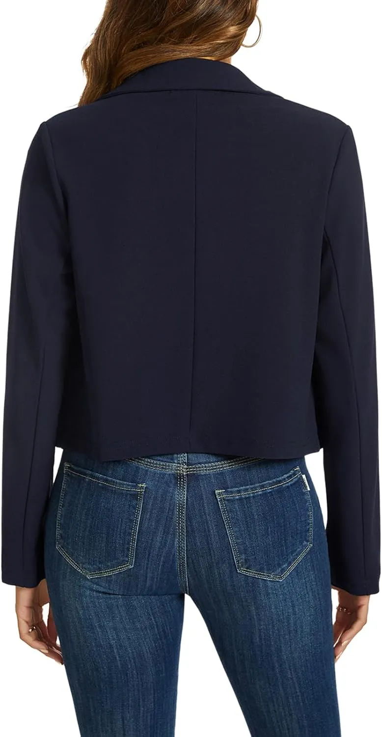 MINTLIMIT Cropped Blazers for Women Business Casual Long Sleeve Open Front Suit Jacket Work Office Blazer