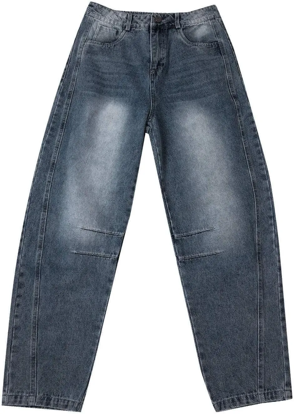 Miyaomn Vintage Barrel Jeans for Women High Waisted Wide Leg Baggy Cropped Harem Pants Y2k Boyfriend Stretch Denim Trousers
