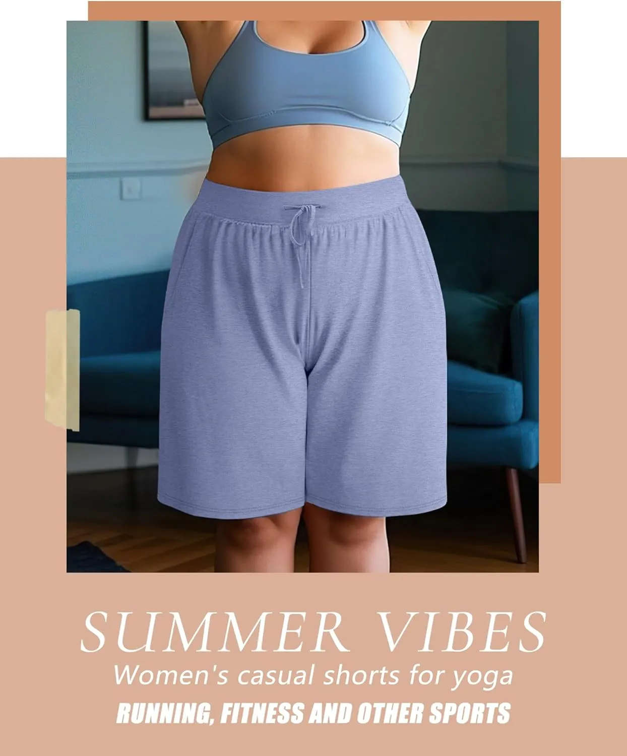 Neer 3 Pack Plus Size Women's Bermuda Shorts Cotton Drawstring High Waist Casual Athletic Sweatpants with Pockets XL-5XL