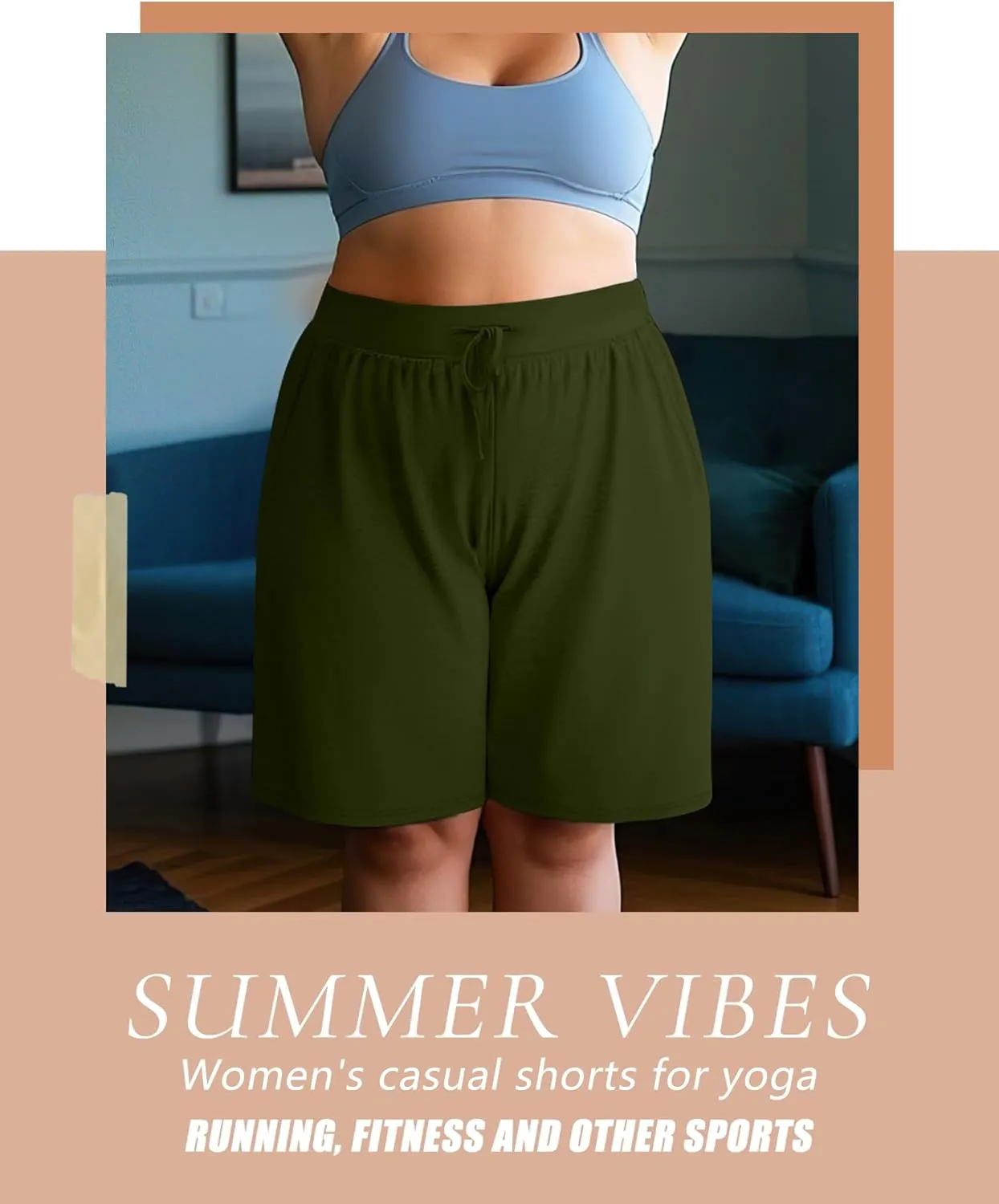 Neer 3 Pack Plus Size Women's Bermuda Shorts Cotton Drawstring High Waist Casual Athletic Sweatpants with Pockets XL-5XL