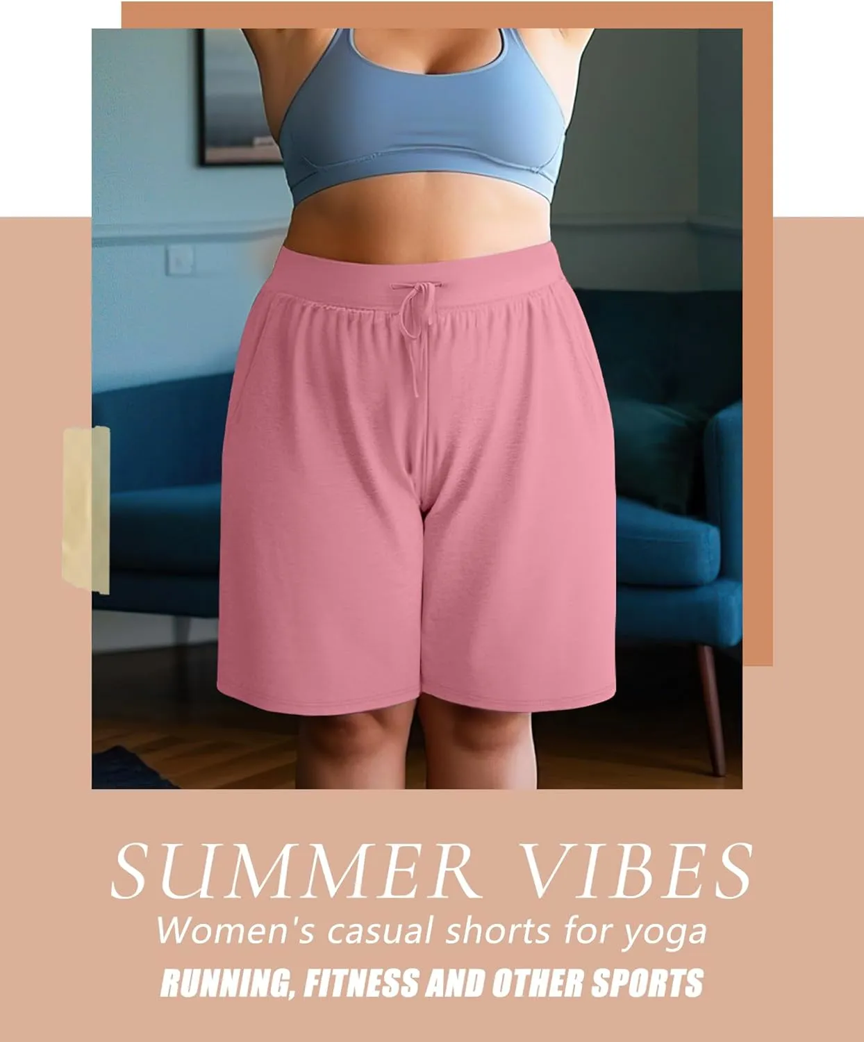 Neer 3 Pack Plus Size Women's Bermuda Shorts Cotton Drawstring High Waist Casual Athletic Sweatpants with Pockets XL-5XL