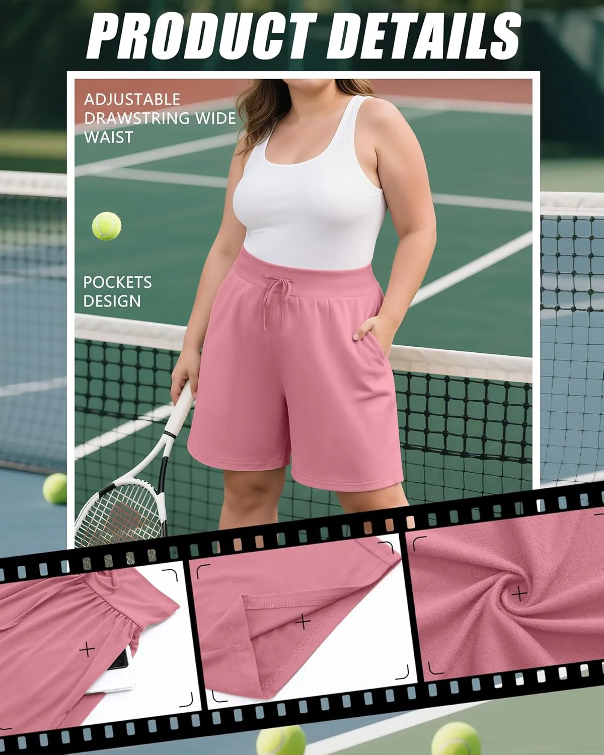 Neer 3 Pack Plus Size Women's Bermuda Shorts Cotton Drawstring High Waist Casual Athletic Sweatpants with Pockets XL-5XL