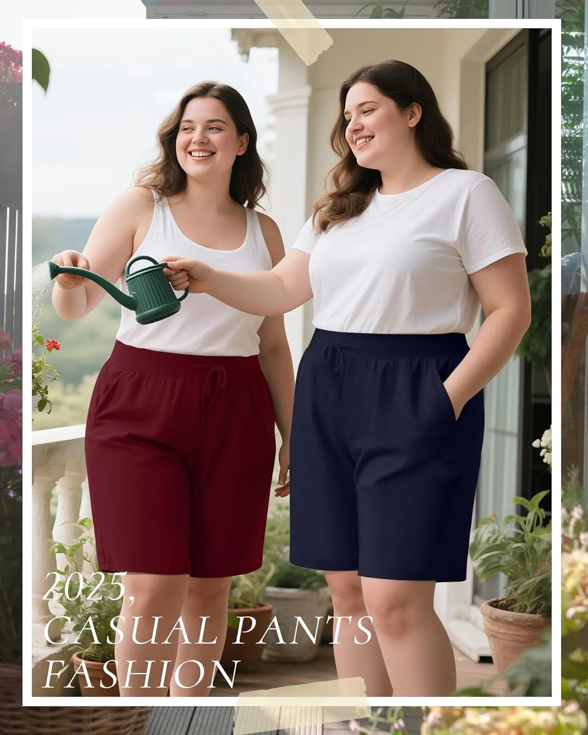 Neer 3 Pack Plus Size Women's Bermuda Shorts Cotton Drawstring High Waist Casual Athletic Sweatpants with Pockets XL-5XL