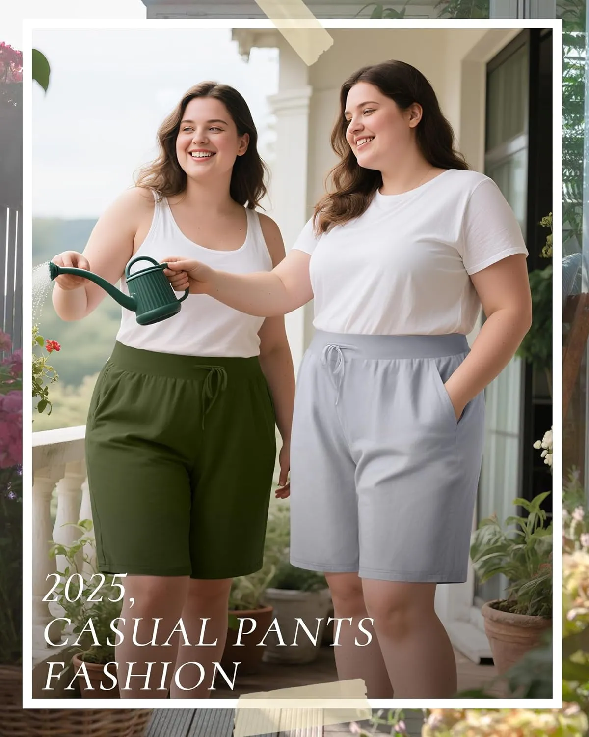 Neer 3 Pack Plus Size Women's Bermuda Shorts Cotton Drawstring High Waist Casual Athletic Sweatpants with Pockets XL-5XL