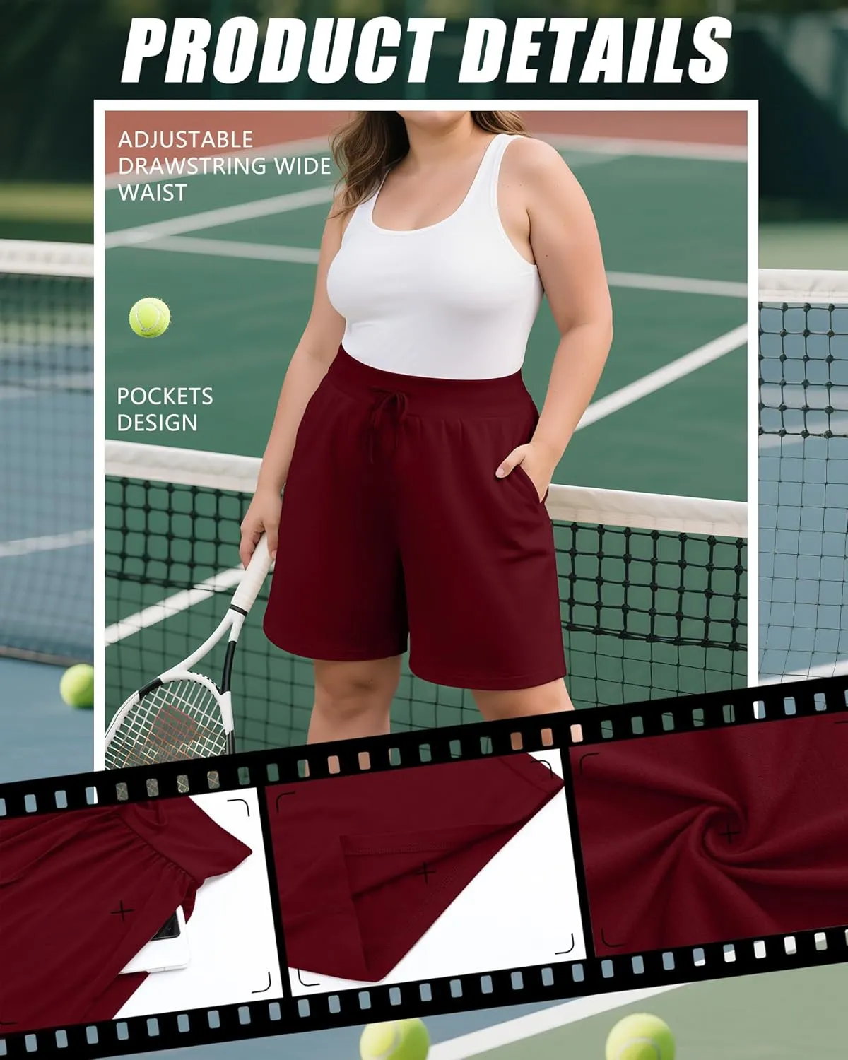 Neer 3 Pack Plus Size Women's Bermuda Shorts Cotton Drawstring High Waist Casual Athletic Sweatpants with Pockets XL-5XL