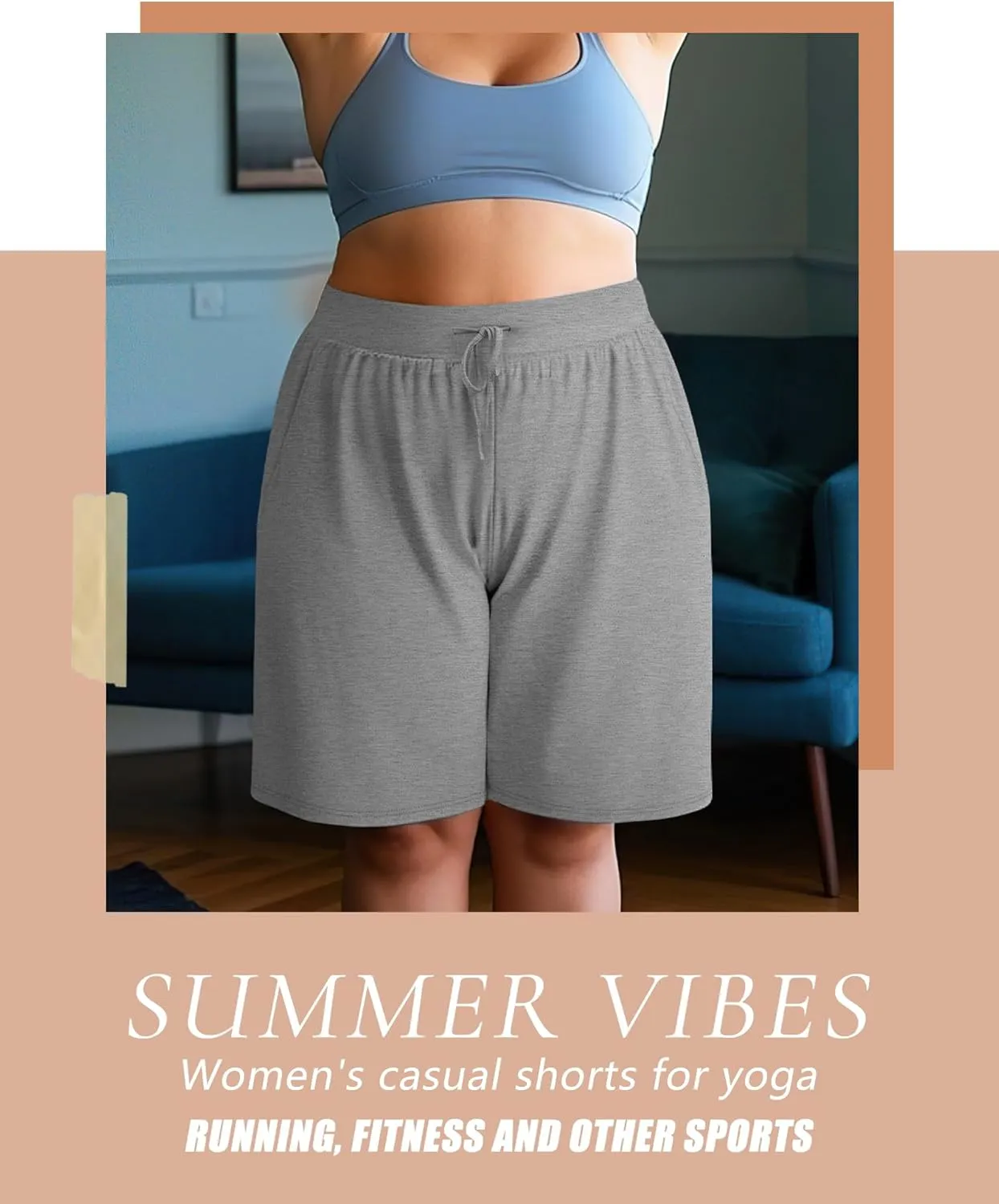 Neer 3 Pack Plus Size Women's Bermuda Shorts Cotton Drawstring High Waist Casual Athletic Sweatpants with Pockets XL-5XL