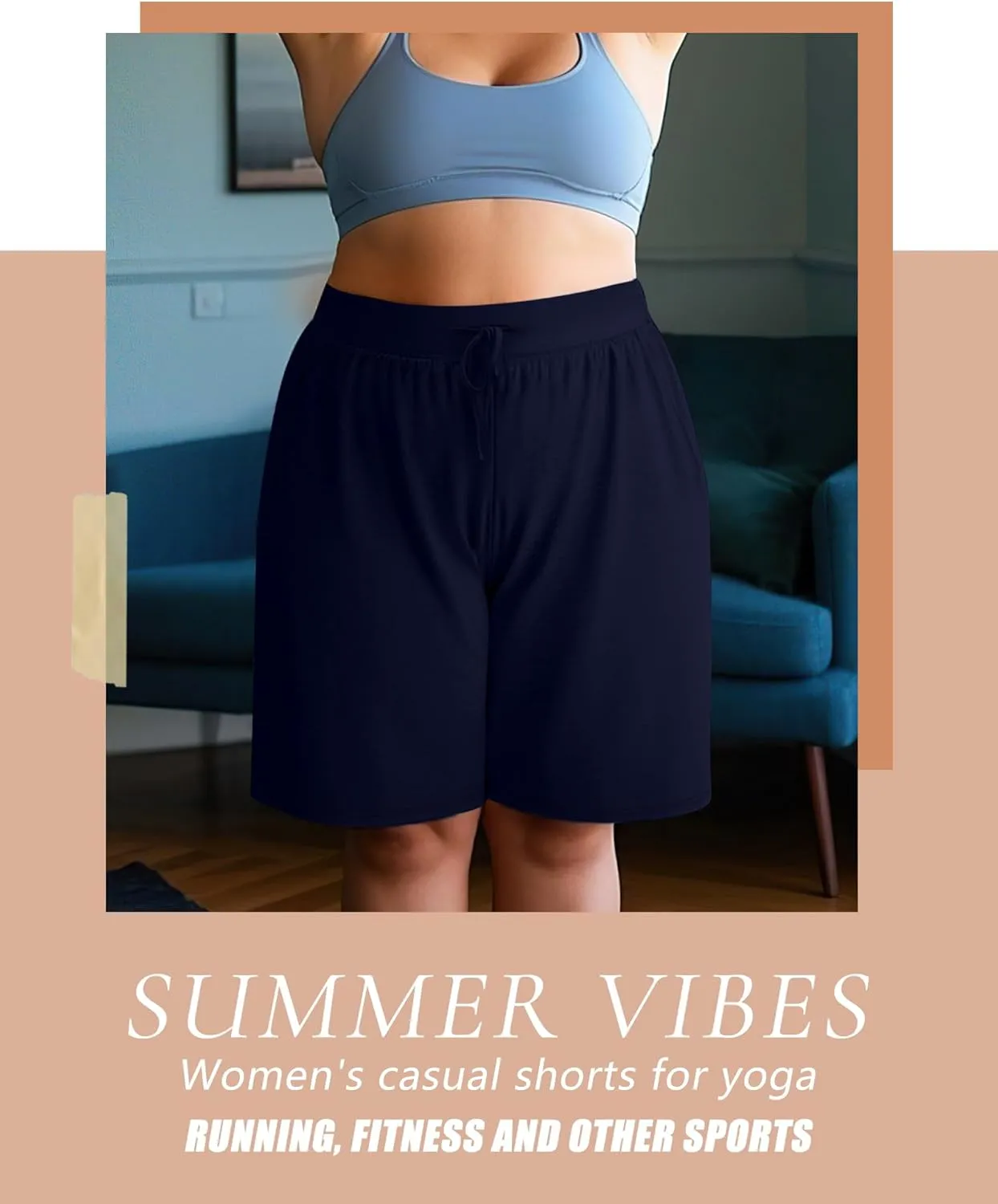 Neer 3 Pack Plus Size Women's Bermuda Shorts Cotton Drawstring High Waist Casual Athletic Sweatpants with Pockets XL-5XL