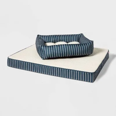 New - Orthopedic Cuddler Dog Bed - M - Blue - Boots & Barkley