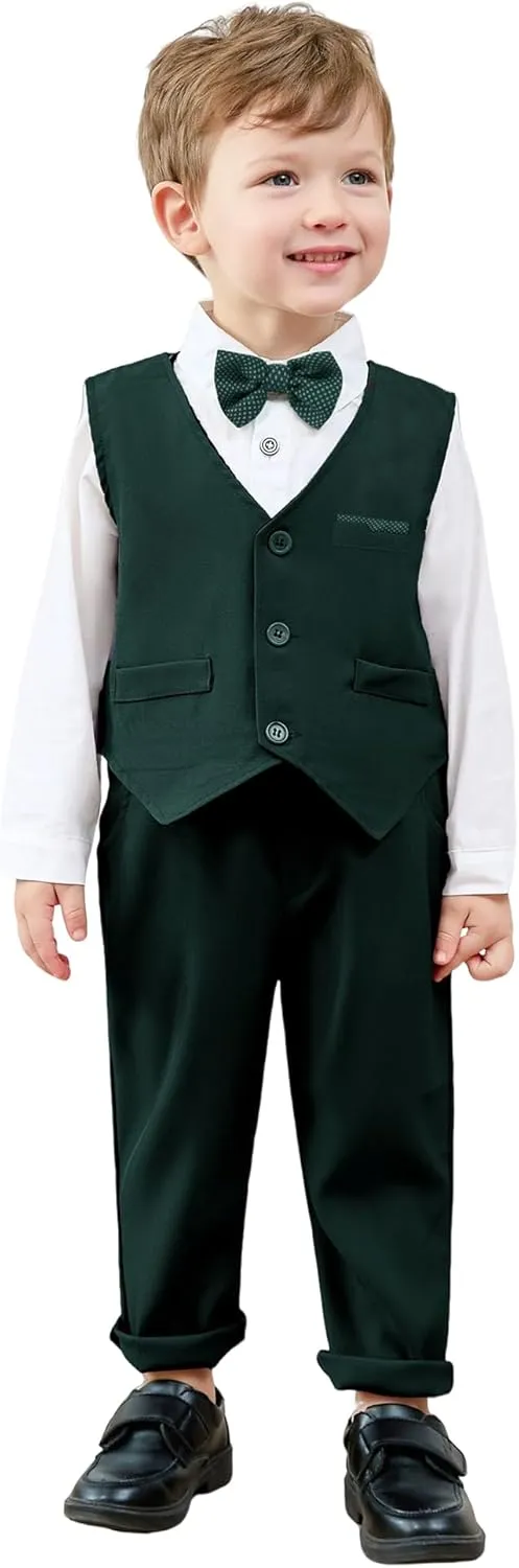 nilikastta Toddler Baby Boy Clothes Suit Gentleman Wedding Outfits Formal Dress Shirt/Bowtie/Vest/Suspender Pants 1-9years