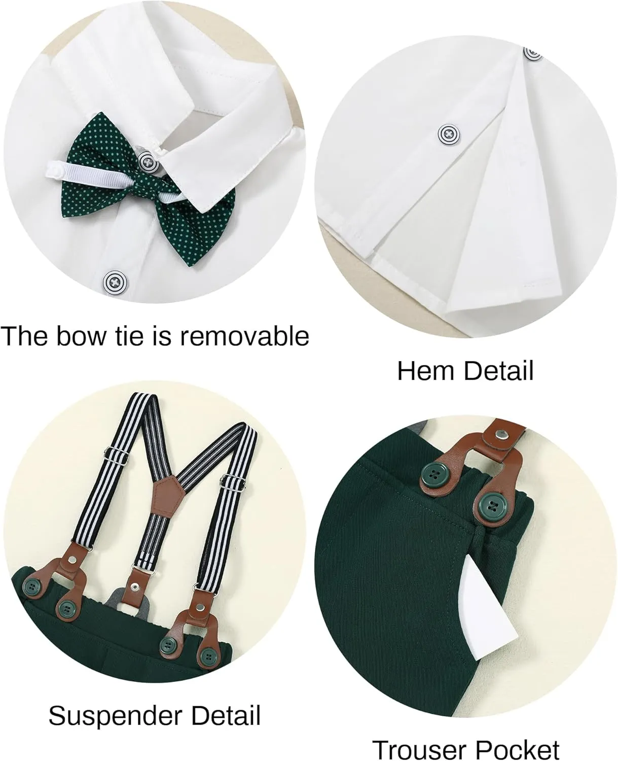 nilikastta Toddler Baby Boy Clothes Suit Gentleman Wedding Outfits Formal Dress Shirt/Bowtie/Vest/Suspender Pants 1-9years