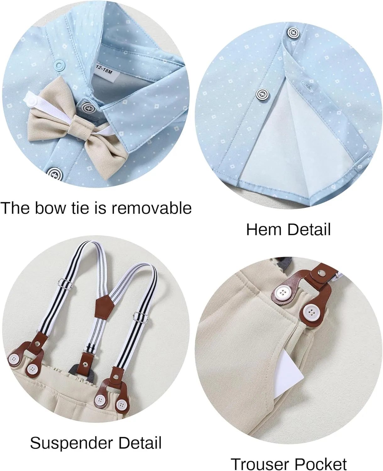 nilikastta Toddler Baby Boy Clothes Suit Gentleman Wedding Outfits Formal Dress Shirt/Bowtie/Vest/Suspender Pants 1-9years