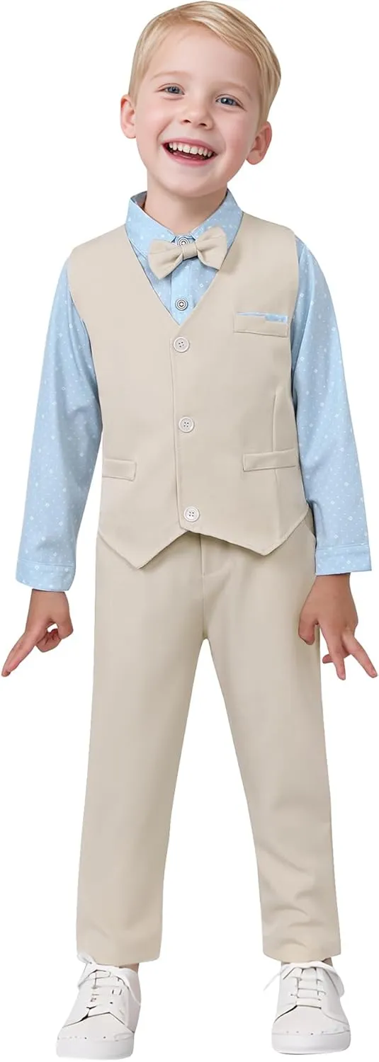 nilikastta Toddler Baby Boy Clothes Suit Gentleman Wedding Outfits Formal Dress Shirt/Bowtie/Vest/Suspender Pants 1-9years