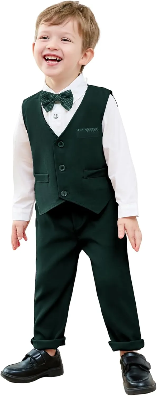 nilikastta Toddler Baby Boy Clothes Suit Gentleman Wedding Outfits Formal Dress Shirt/Bowtie/Vest/Suspender Pants 1-9years