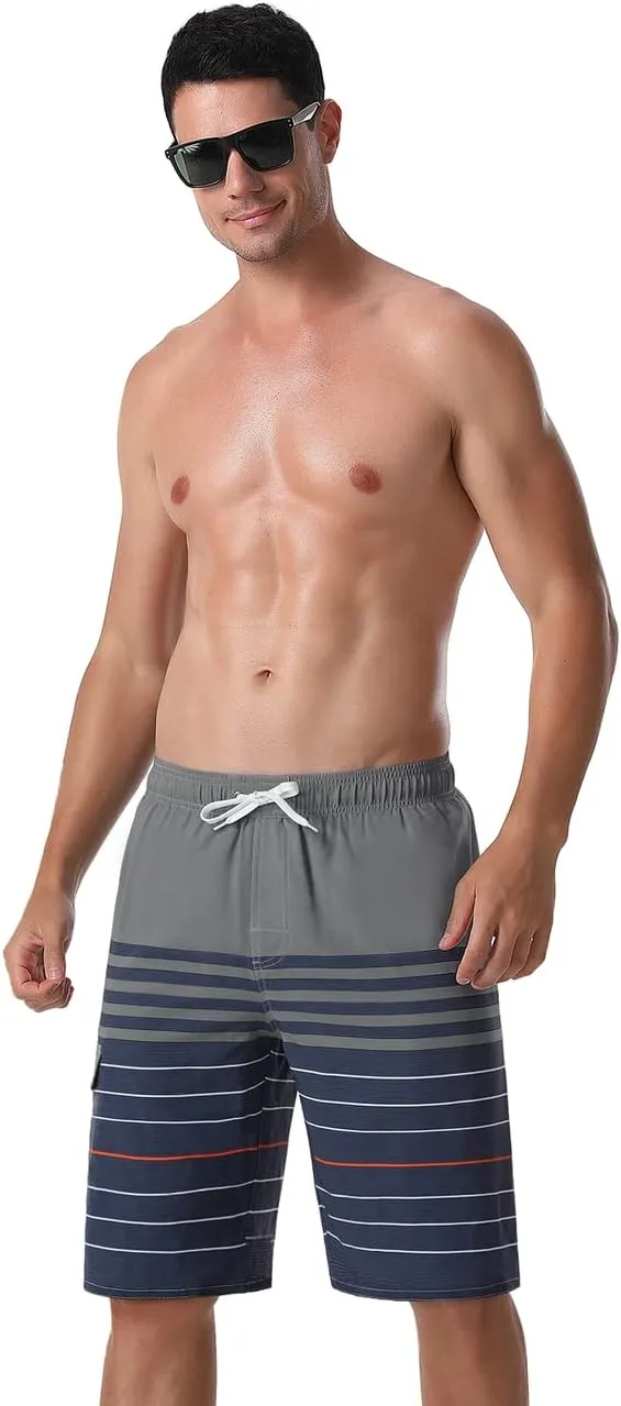Nonwe Men's Beachwear Board Shorts Quick Dry with Mesh Lining Swim Trunks