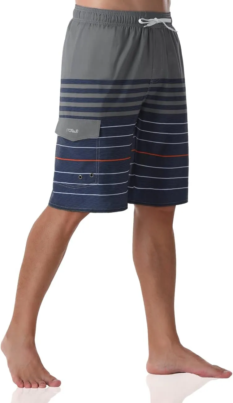 Nonwe Men's Beachwear Board Shorts Quick Dry with Mesh Lining Swim Trunks