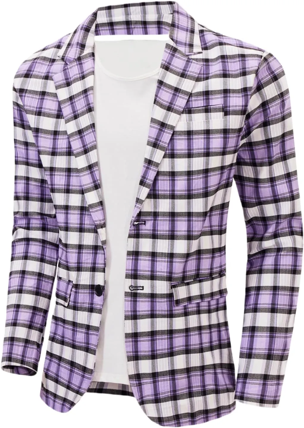 NOVOCCT Men's Plaid Slim Fit Blazer Jacket, Lightweight 2-Button Casual Sport Coat, Formal & Everyday Blazer for Men
