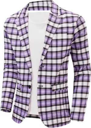 NOVOCCT Men's Plaid Slim Fit Blazer Jacket, Lightweight 2-Button Casual Sport Coat, Formal & Everyday Blazer for Men