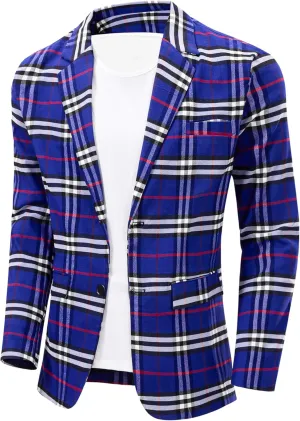NOVOCCT Men's Plaid Slim Fit Blazer Jacket, Lightweight 2-Button Casual Sport Coat, Formal & Everyday Blazer for Men