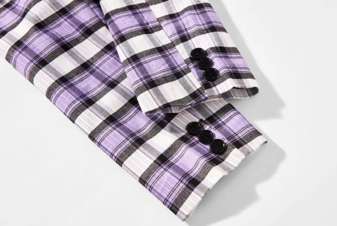NOVOCCT Men's Plaid Slim Fit Blazer Jacket, Lightweight 2-Button Casual Sport Coat, Formal & Everyday Blazer for Men