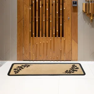 OnlyMat Elegant Soft Anti-Skid Polypropylene Leaf Pattern Flocked Floor Mat -BEIGE , 40 cm x 120 cm