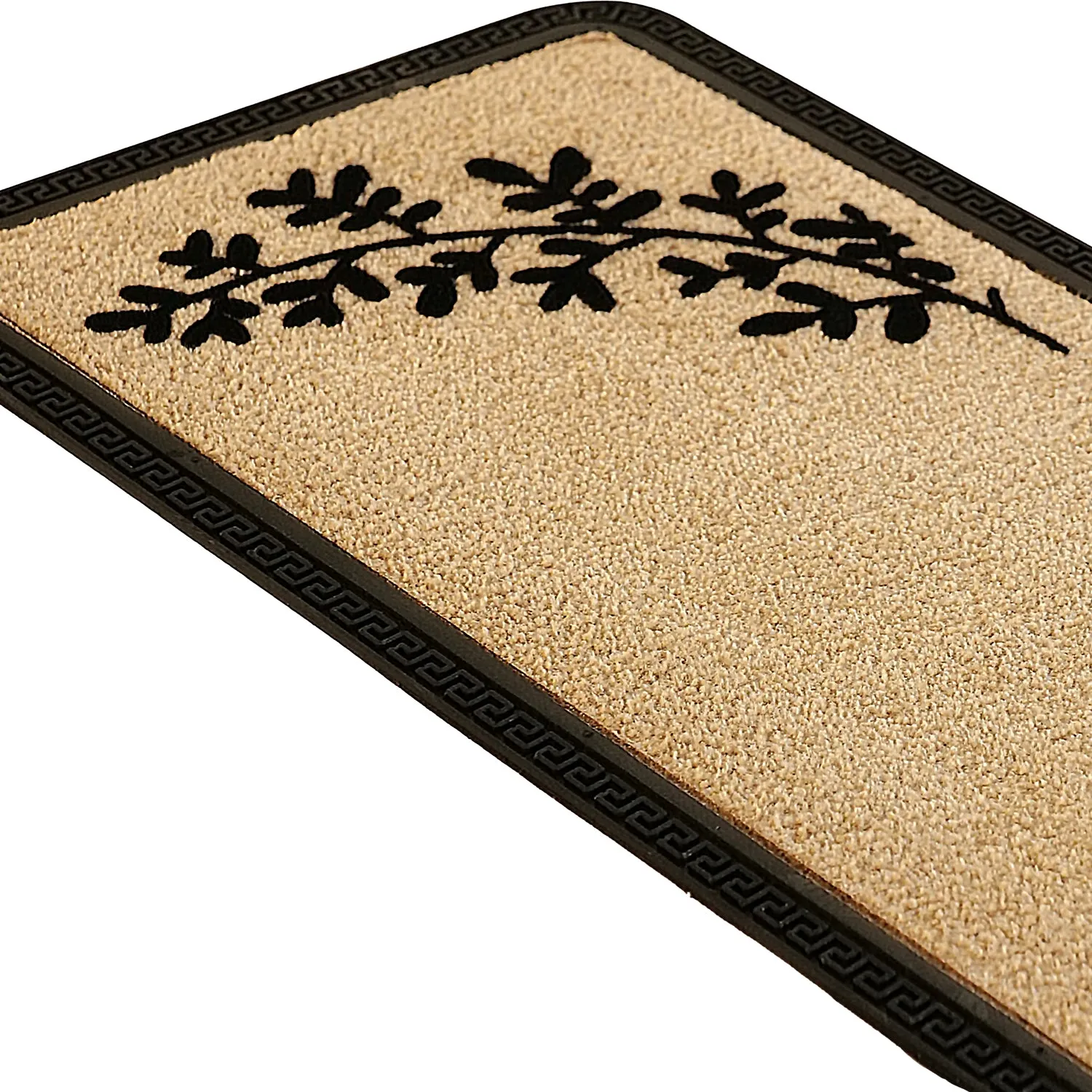 OnlyMat Elegant Soft Anti-Skid Polypropylene Leaf Pattern Flocked Floor Mat -BEIGE , 40 cm x 120 cm